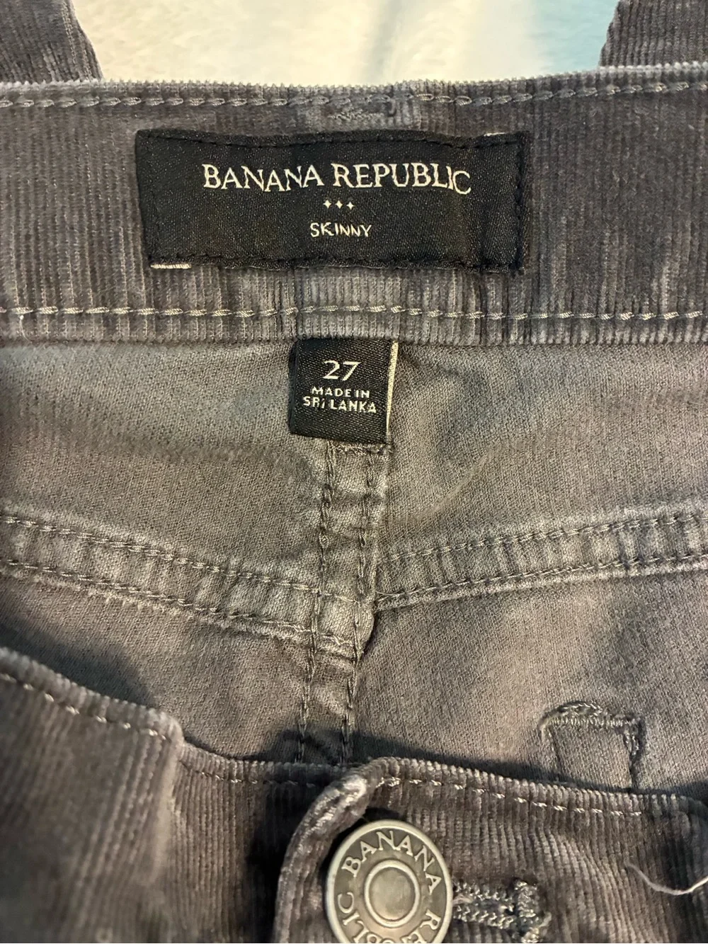Banana Republic Men's Skinny Corduroy Jeans in Charcoal